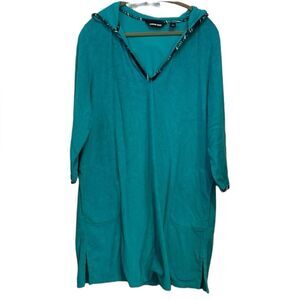 Lands End blue terrycloth pool cover with pockets and hood size extra large